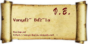 Vanyó Béla névjegykártya